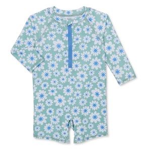 Girls one piece floral rashguard swimsuit 3-6, 6-9, 12 month